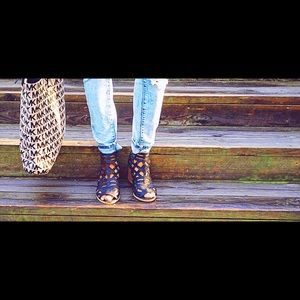 Strappy Black Wedge Heels